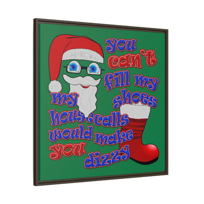 santa's shoes - framed canvas art (dark green)