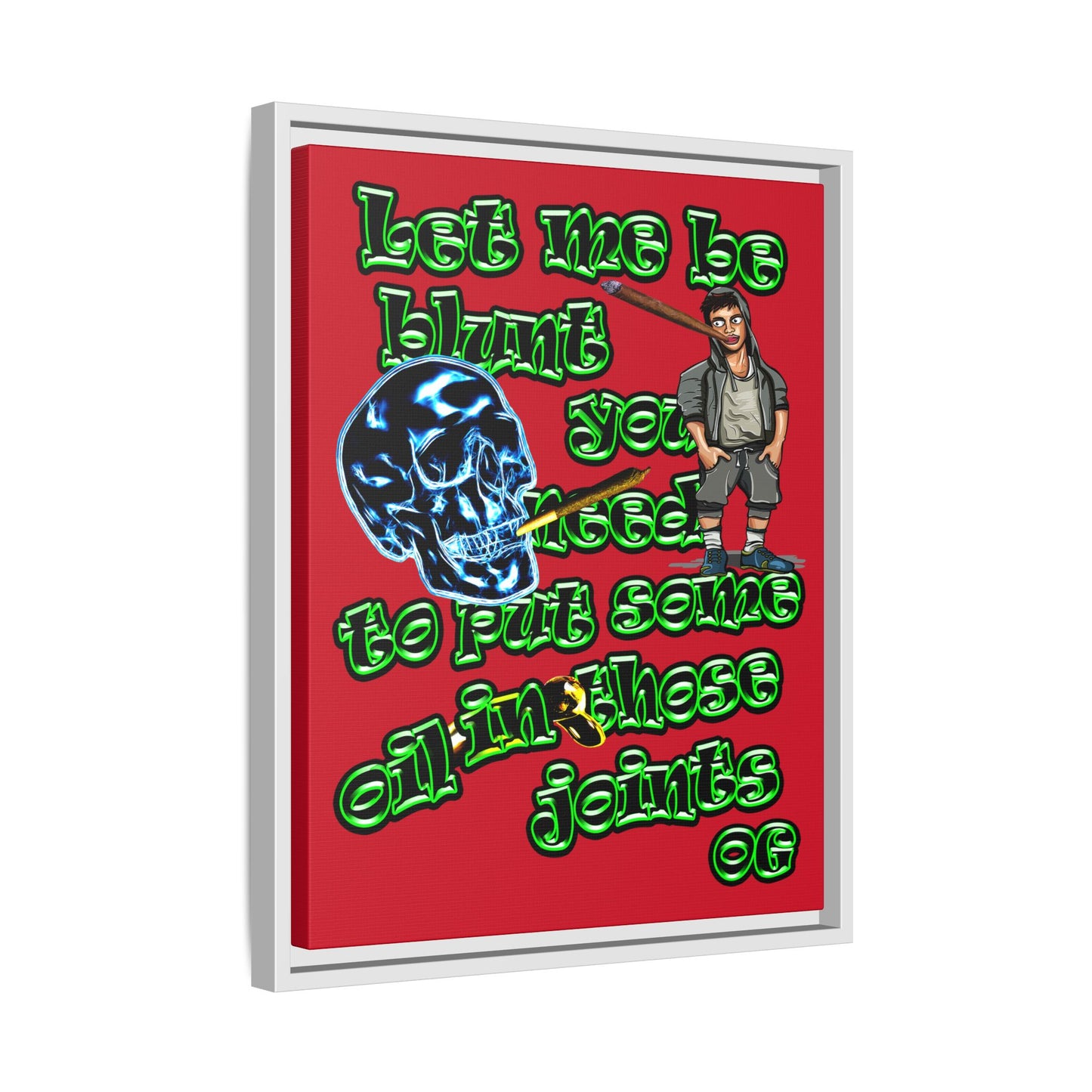 og - framed canvas art (dark red)