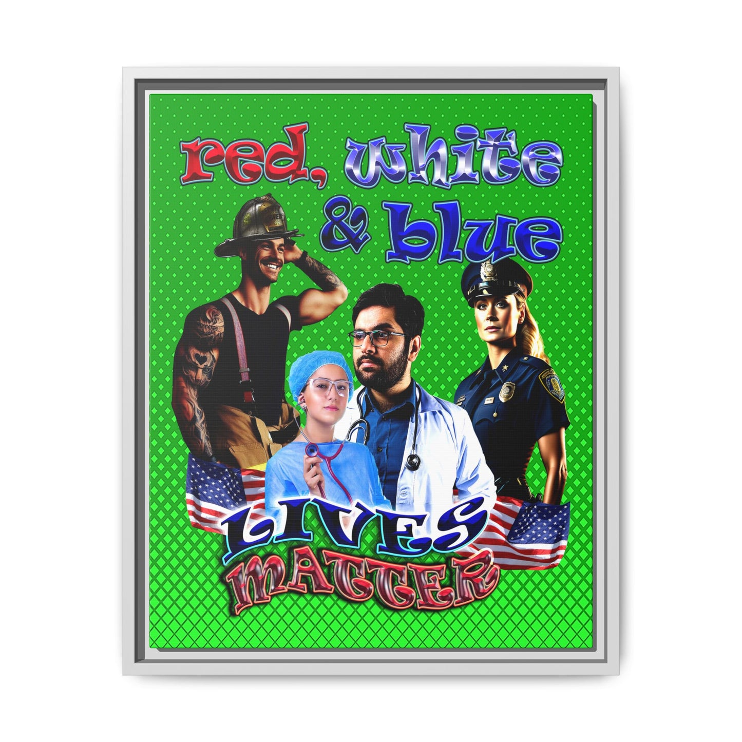 rw&b lives matter - framed canvas art (logo green)