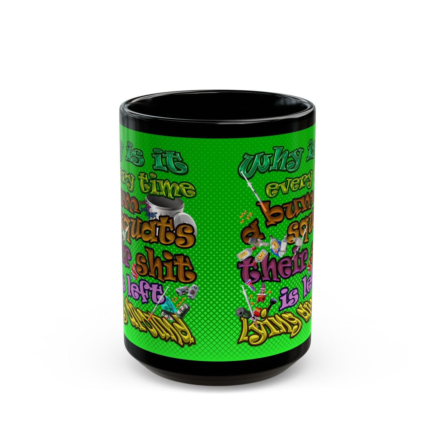 the bum's shit - Black Mug (logo green)