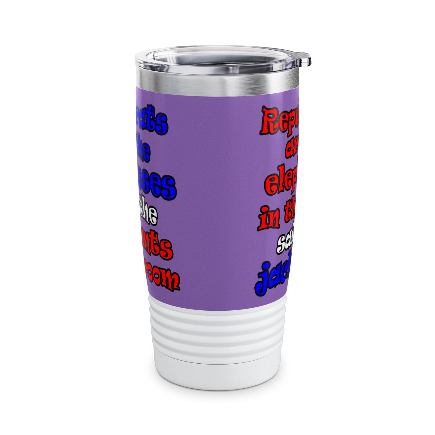 donkeys and elephants - Ringneck Tumbler, 20oz (light purple)
