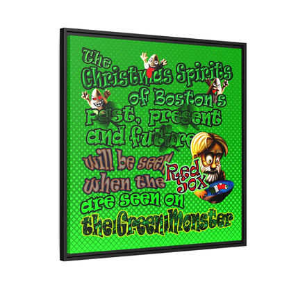 christmas spirits of boston - framed canvas art (logo green)