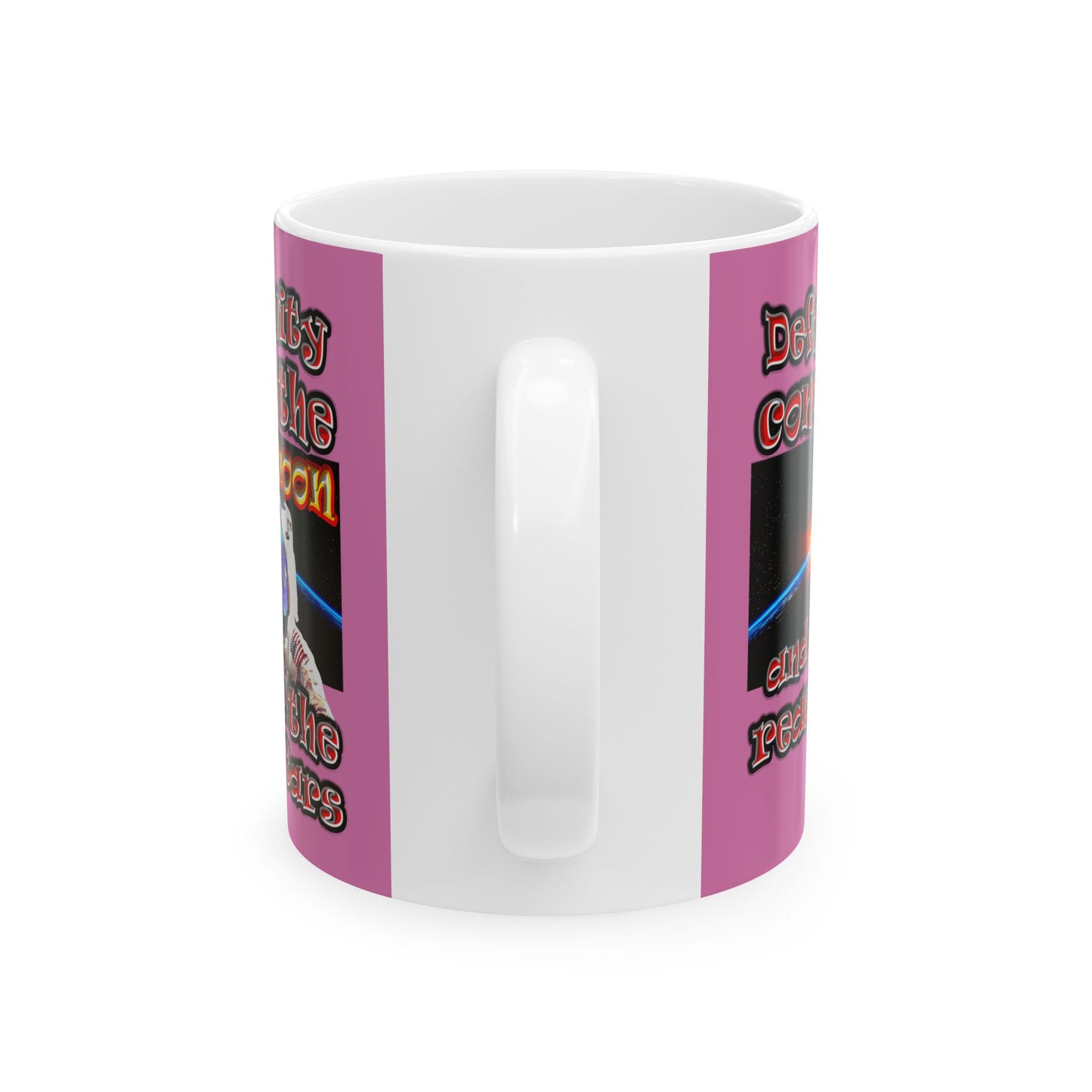 defy conquer reach - White Mug (light pink)