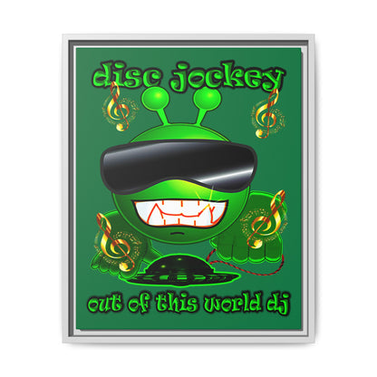 disc jockey - framed canvas art (dark green)