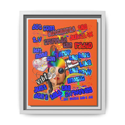 drop the beat - framed canvas art (orange)