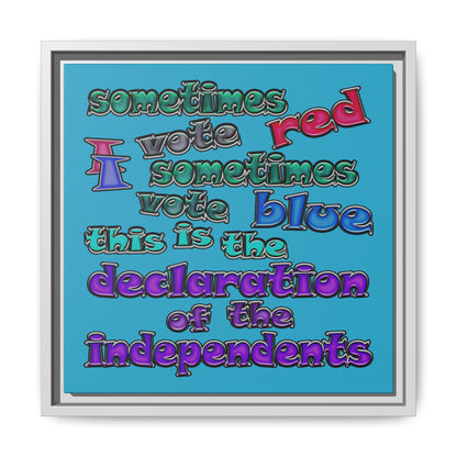 declaration of the independents - framed canvas art (turquoise)