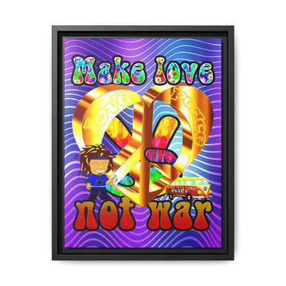 love peace - framed canvas art (purple wave)