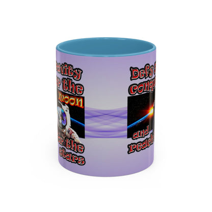 defy conquer reach - Accent Mug (light blue-pink wave)