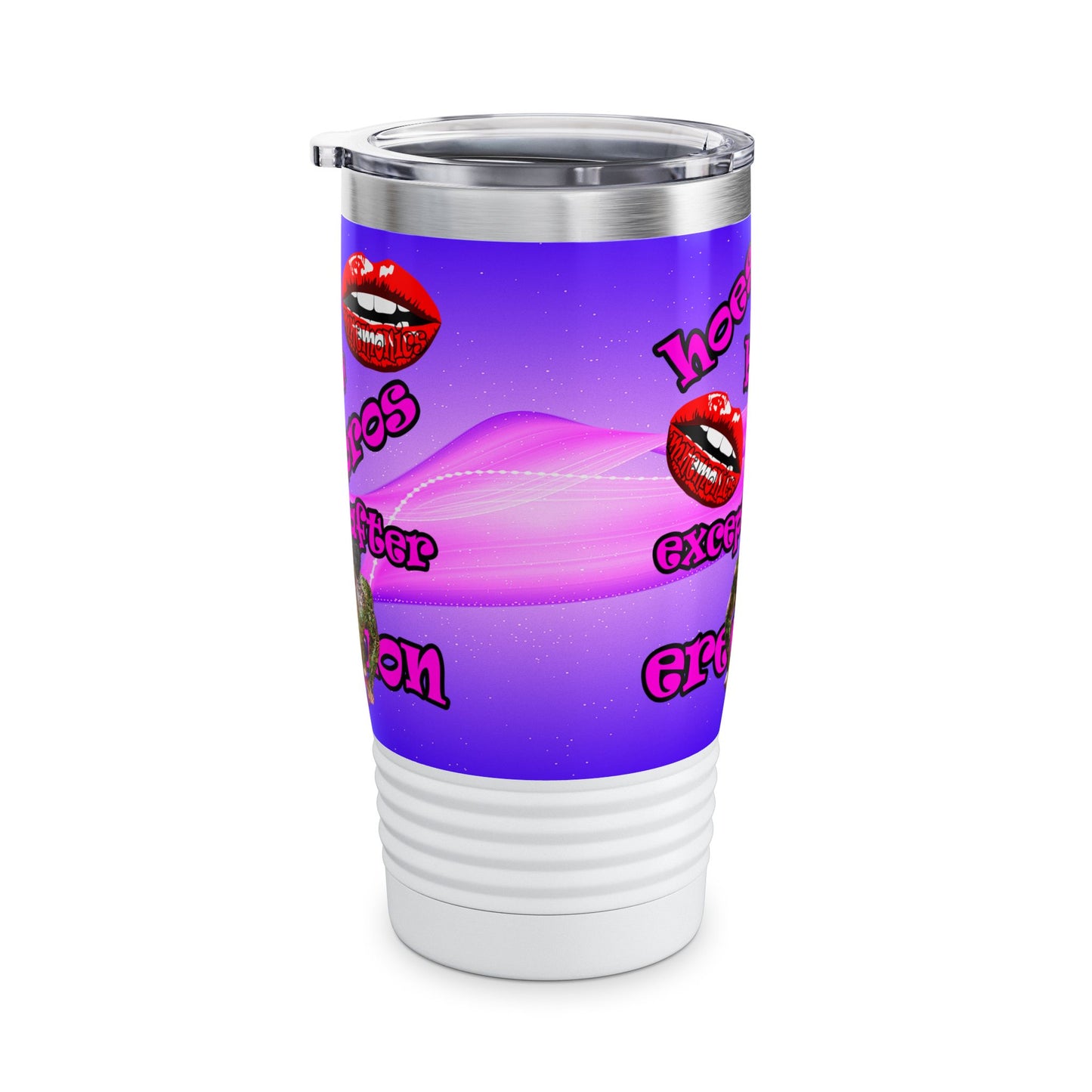 hoes b4 bros - Ringneck Tumbler, 20oz (purple-pink wave)