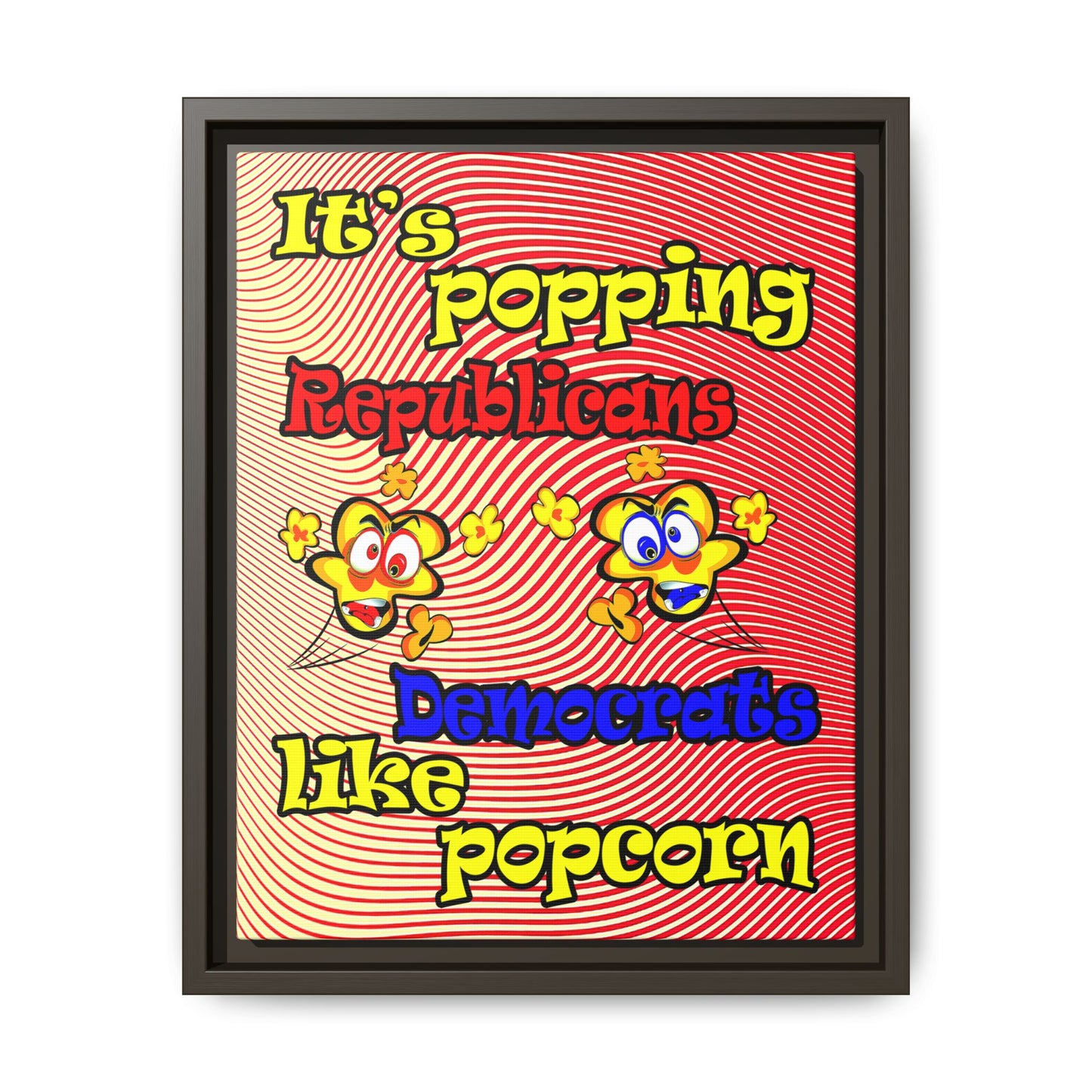 popping like popcorn - framed canvas art (yellow-orange wave)
