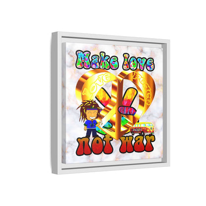 love peace - framed canvas art (white marble)
