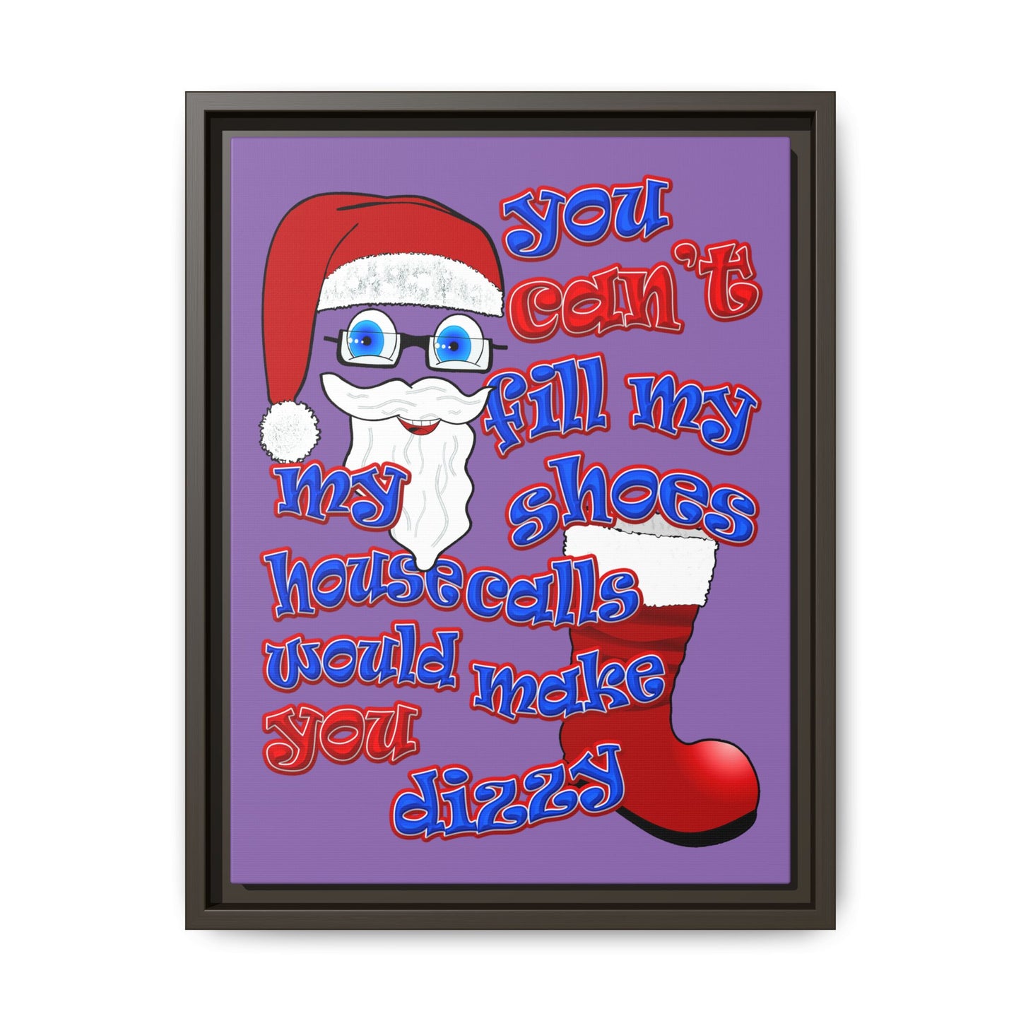 santa's shoes - framed canvas art (light purple)