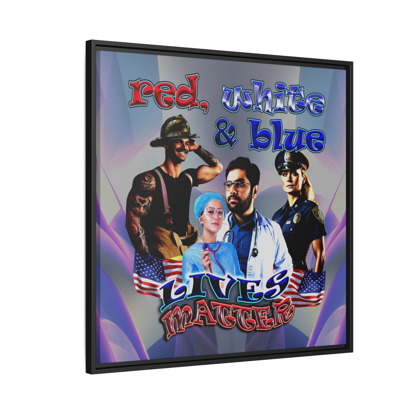 rw&b lives matter - framed canvas art (grey-pink wave)