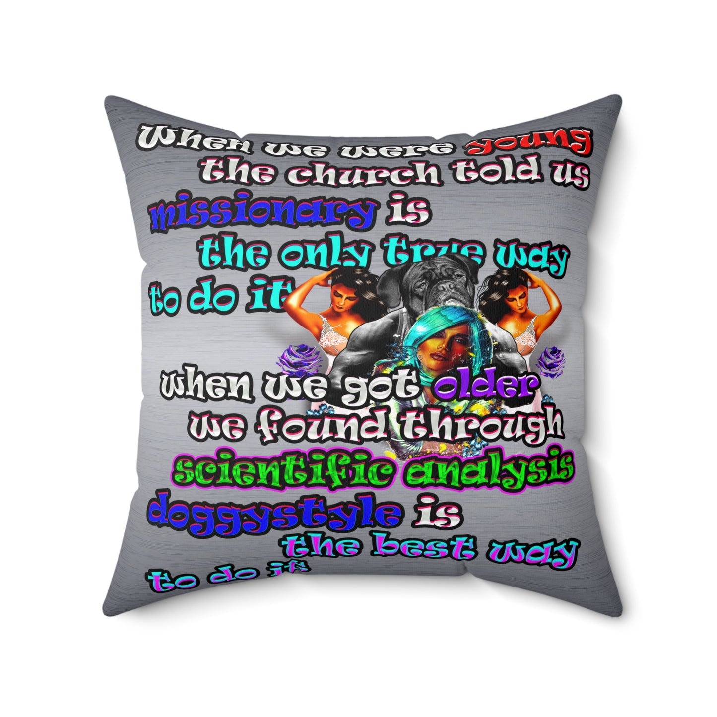 doggystyle - Spun Polyester Square Pillow - (brushed nickel)