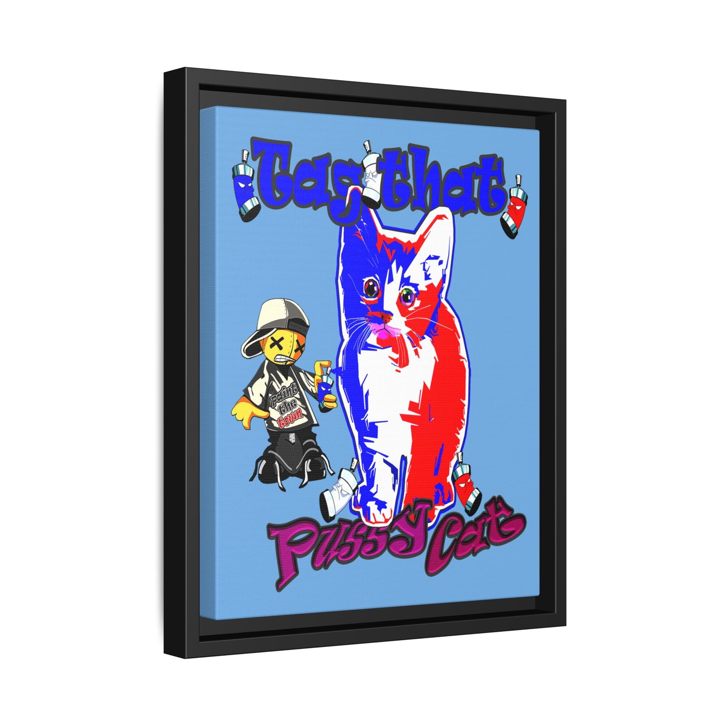 tag that - framed canvas art (light blue)