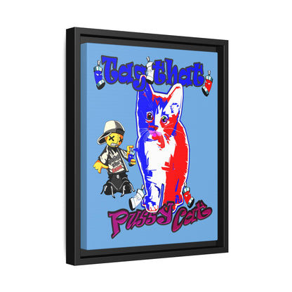 tag that - framed canvas art (light blue)