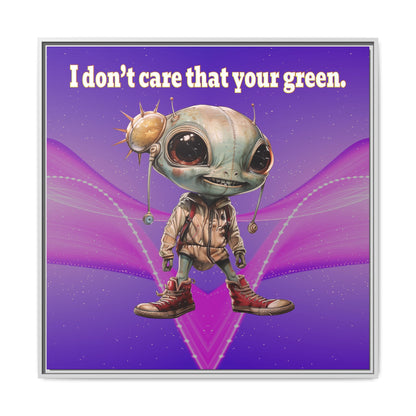 I don't care that your green - framed canvas art (purple-pink wave)