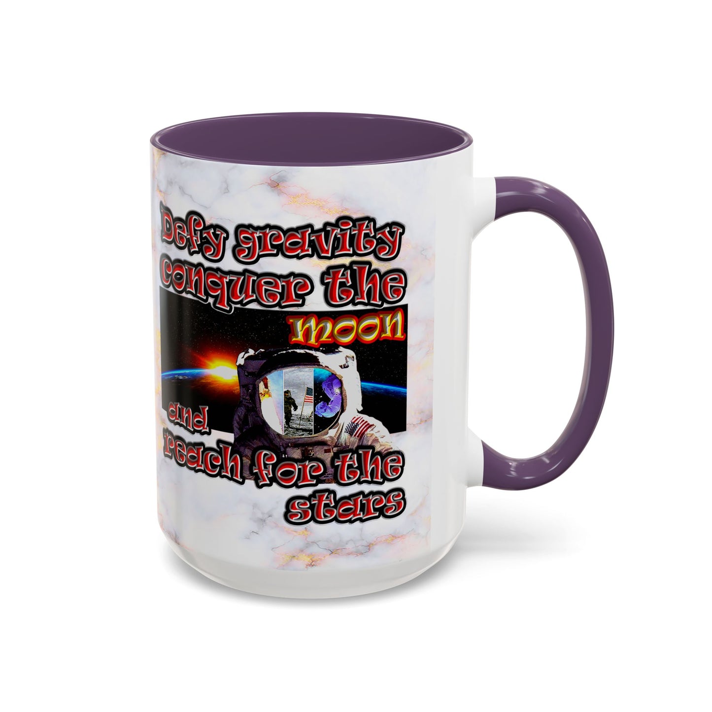 defy conquer reach - Accent Mug (white marble)