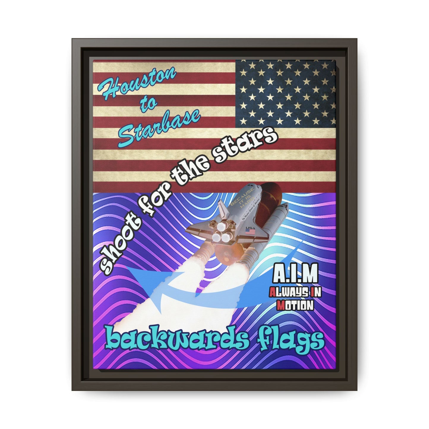 shoot for the stars - framed canvas art (purple wave)