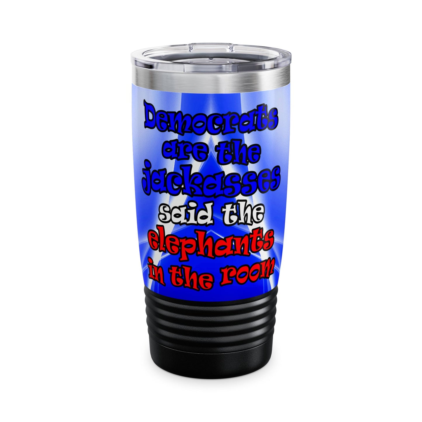 donkeys and elephants - Ringneck Tumbler, 20oz (blue-white wave)