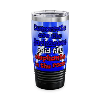 donkeys and elephants - Ringneck Tumbler, 20oz (blue-white wave)