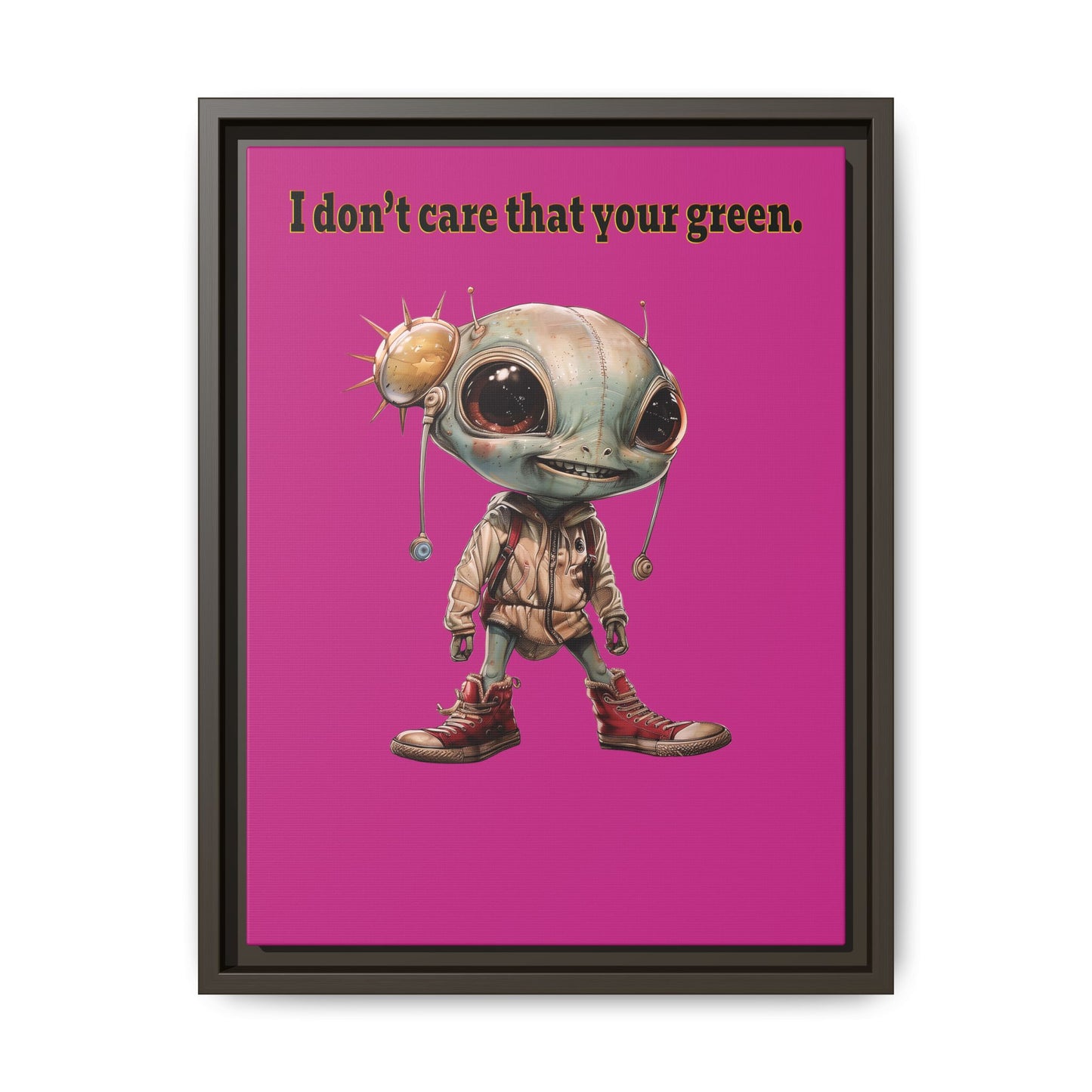 I don't care that your green - framed canvas art (pink)