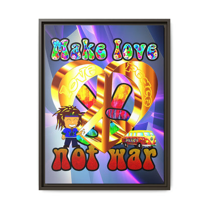 love peace - framed canvas art (grey-pink wave)