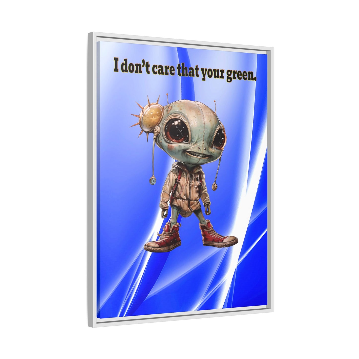 I don't care that your green - framed canvas art (blue-white wave)