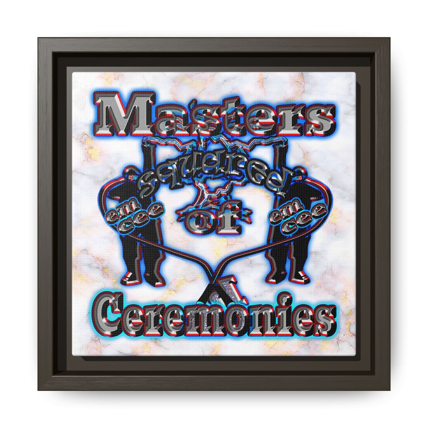 em cee squared - framed canvas art (white marble)