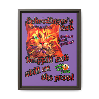 schrodinger's cat - framed canvas art (light purple)