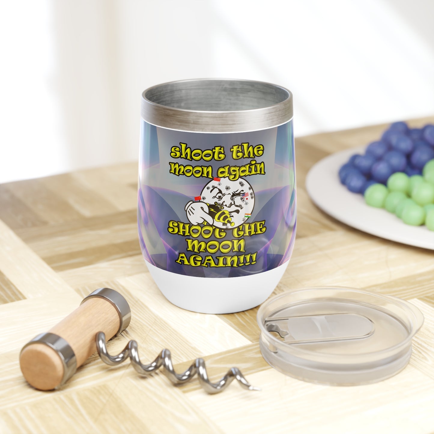 shoot the moon again - Chill Wine Tumbler (grey-pink wave)