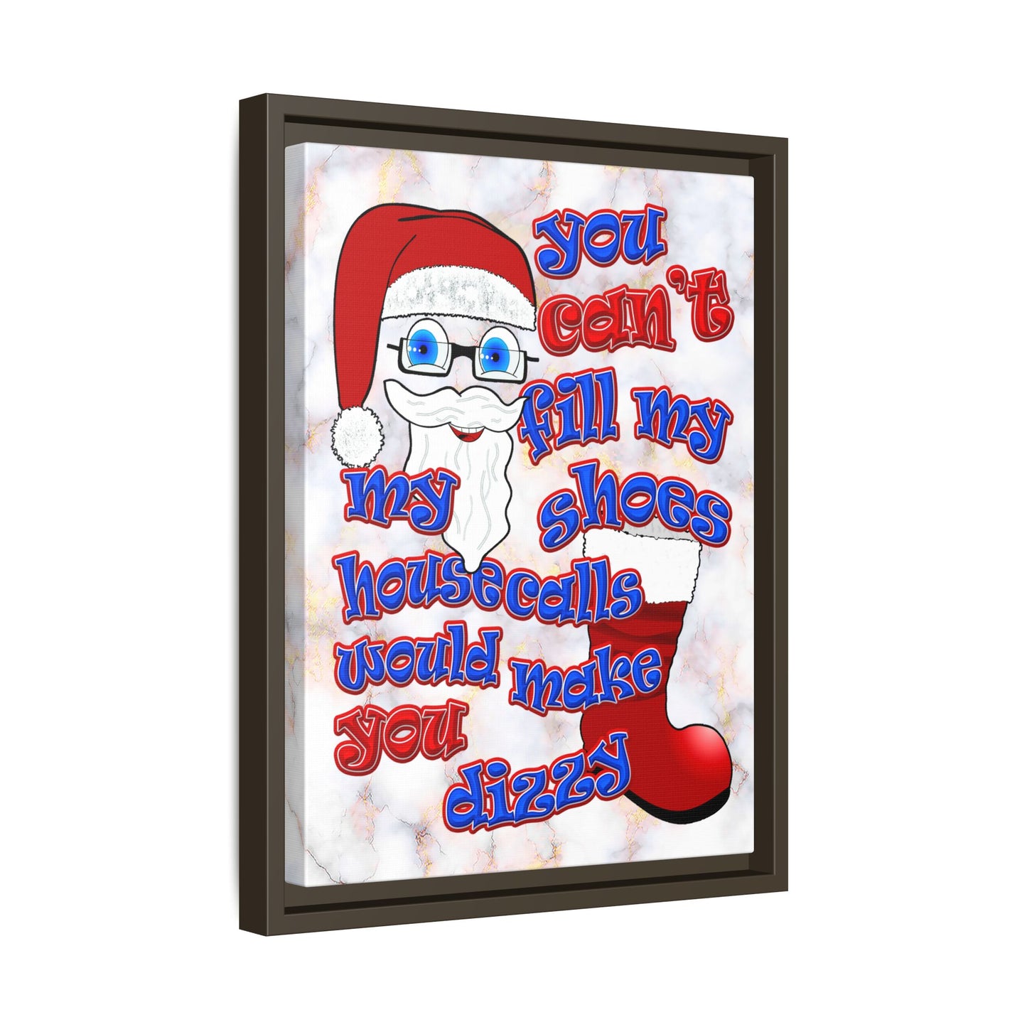 santa's shoes - framed canvas art (white marble)