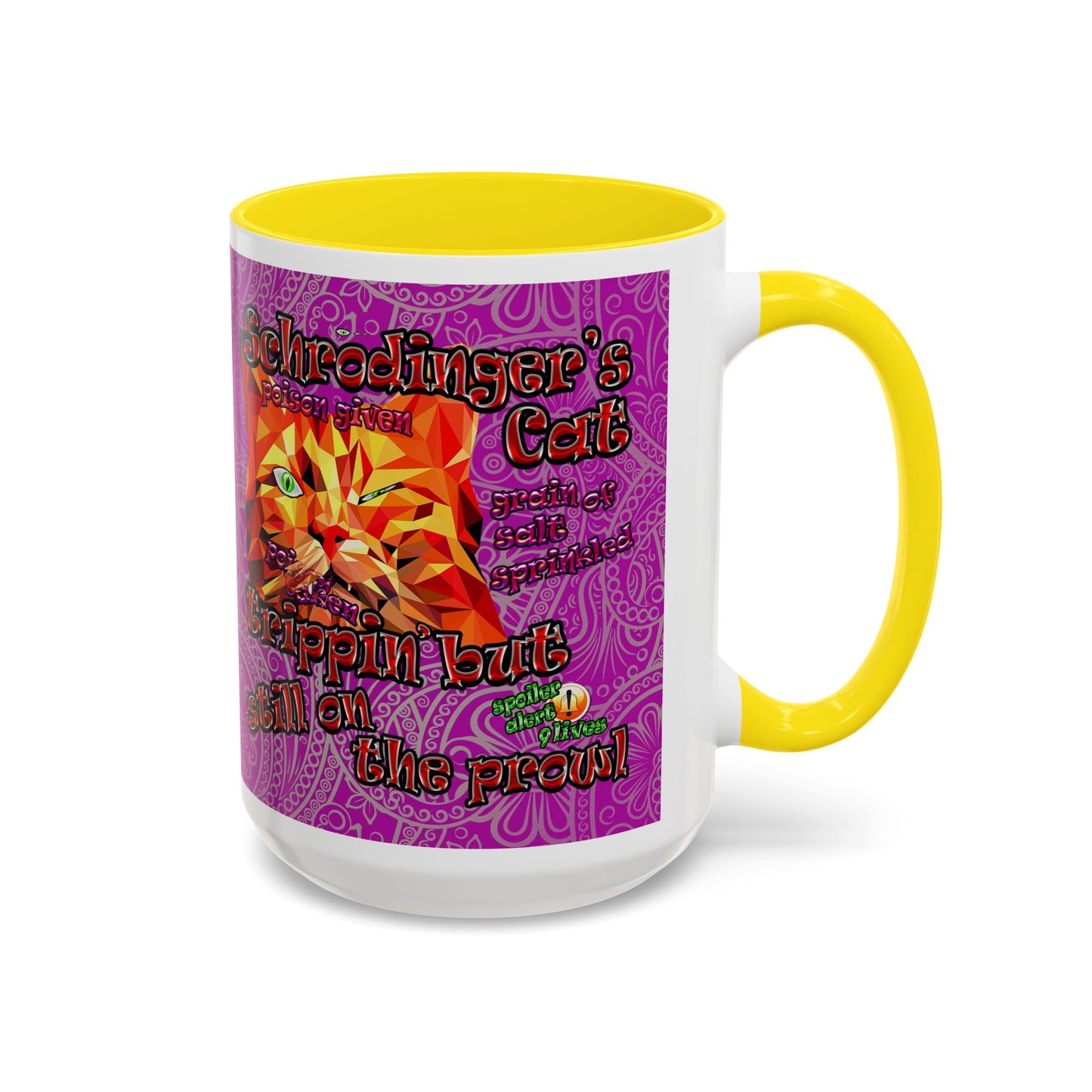 schrodinger's cat - Accent Mug (pink swirl)