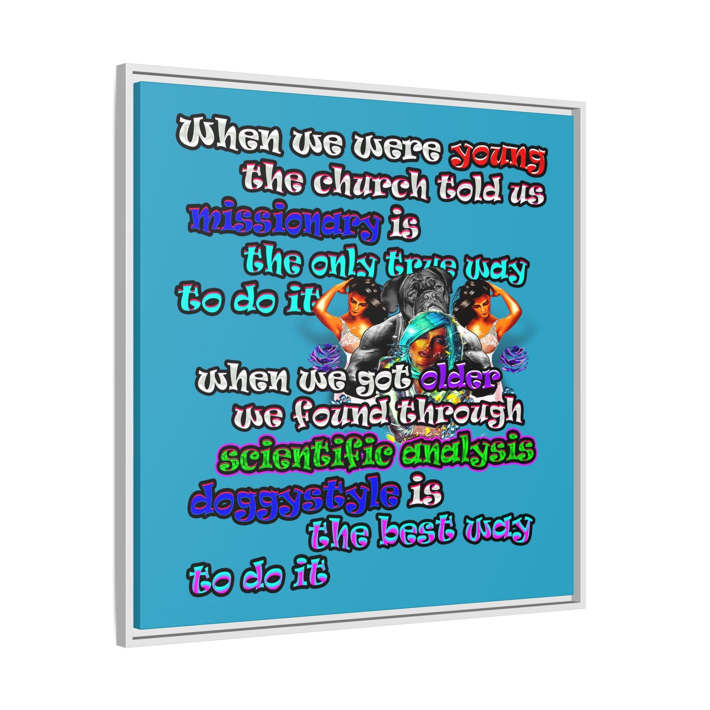doggystyle - framed canvas art (turquoise)