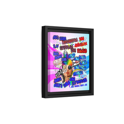 drop the beat - framed canvas art (light blue-pink wave)