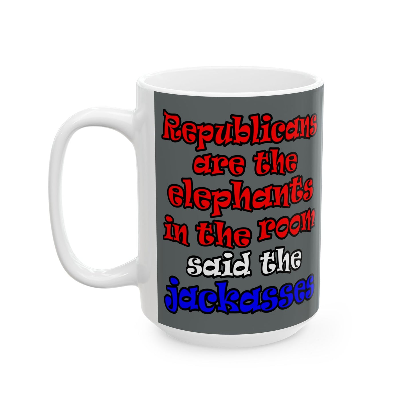 donkeys and elephants - White Mug (dark grey)