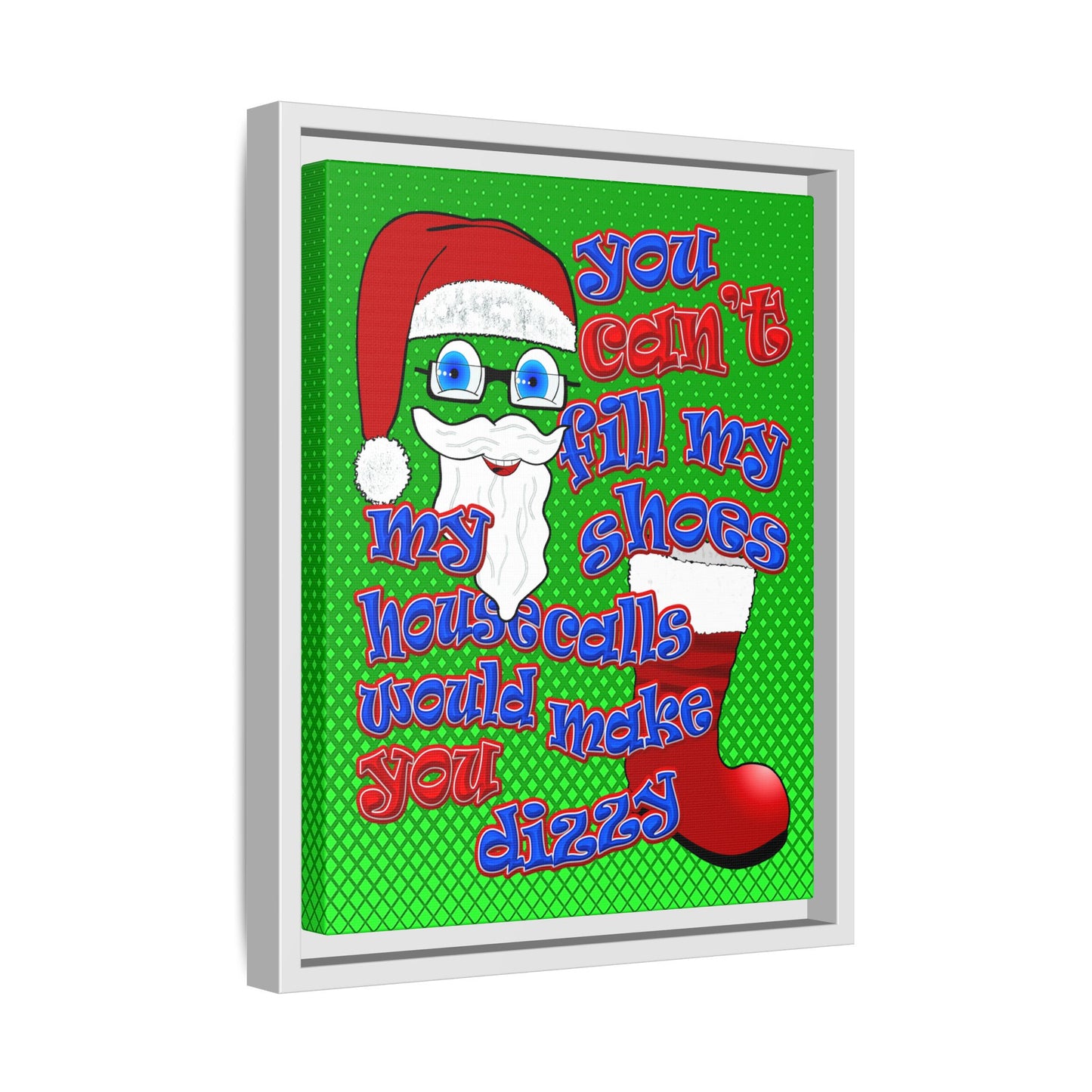 santa's shoes - framed canvas art (logo green)
