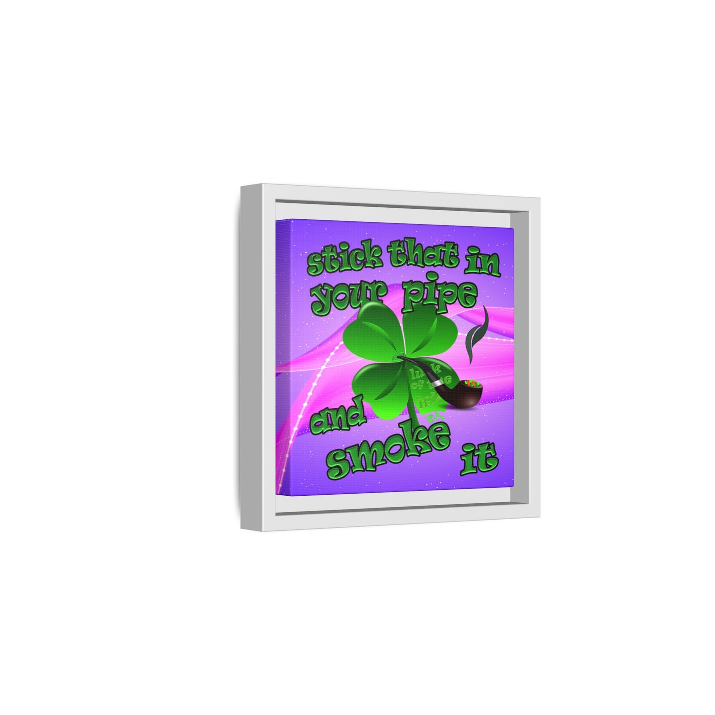 stick that in your pipe and smoke it - framed canvas art (purple-pink wave)