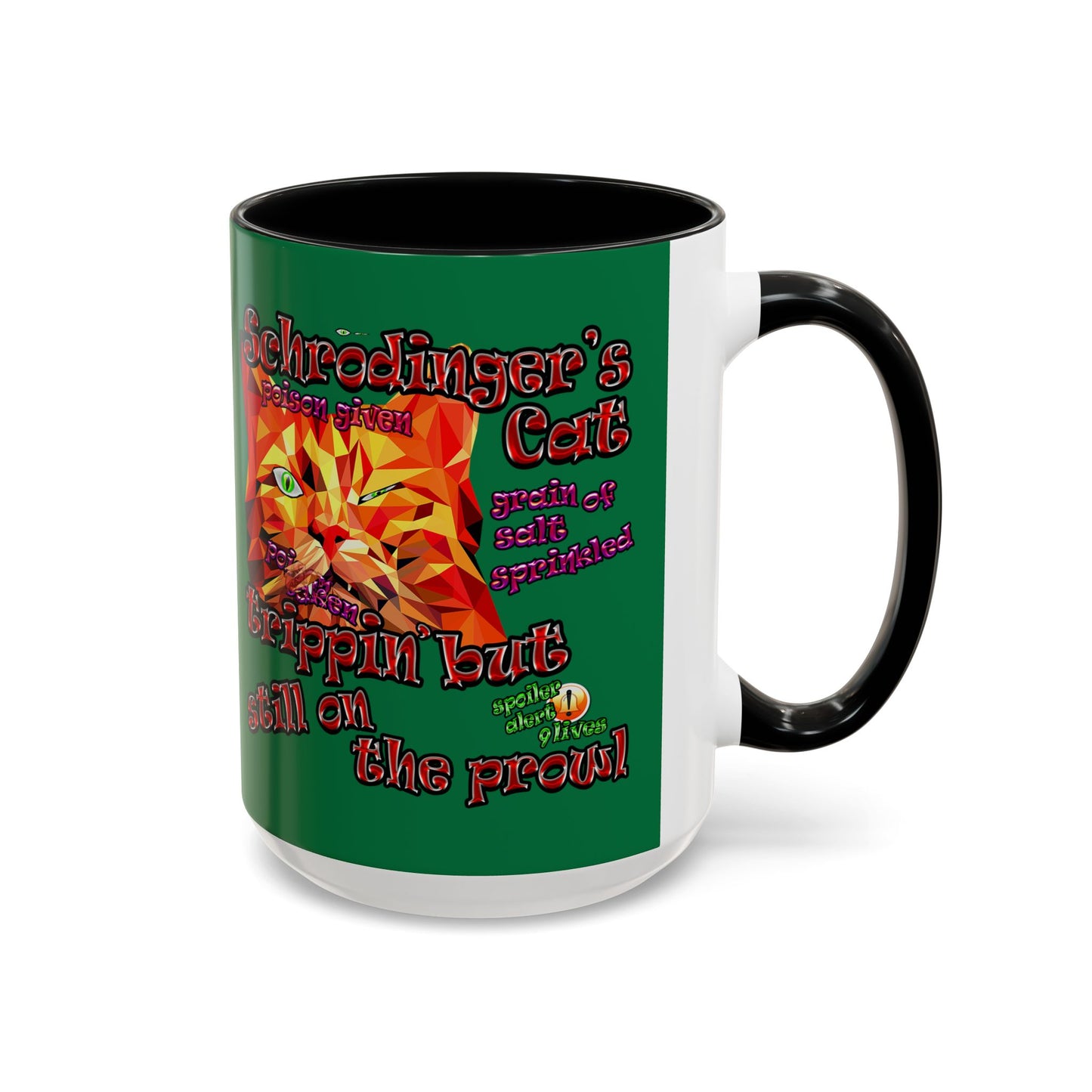 schrodinger's cat - Accent Mug (dark green)