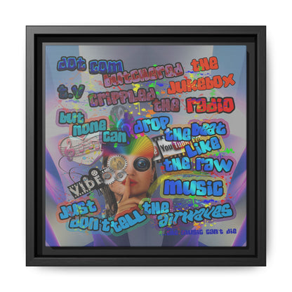 drop the beat - framed canvas art (grey-pink wave)