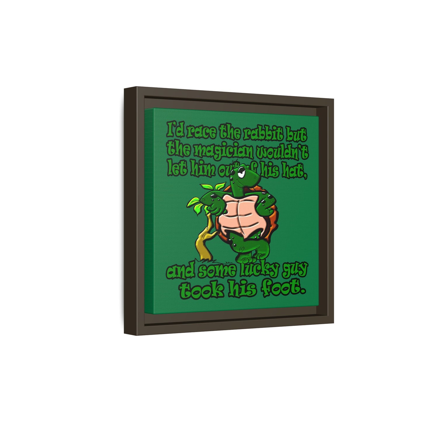 turtle race - framed canvas art (dark green)