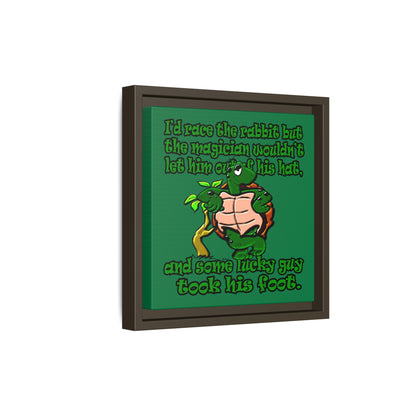 turtle race - framed canvas art (dark green)