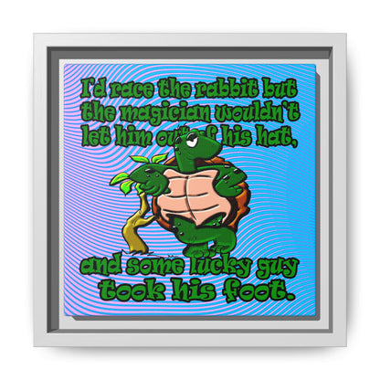 turtle race - framed canvas art (light blue-purple wave)