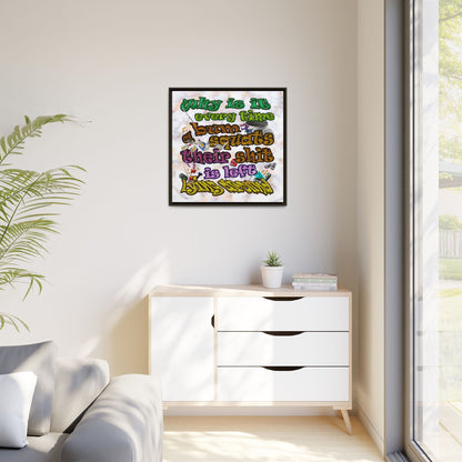 the bum's shit - framed canvas art (white marble)