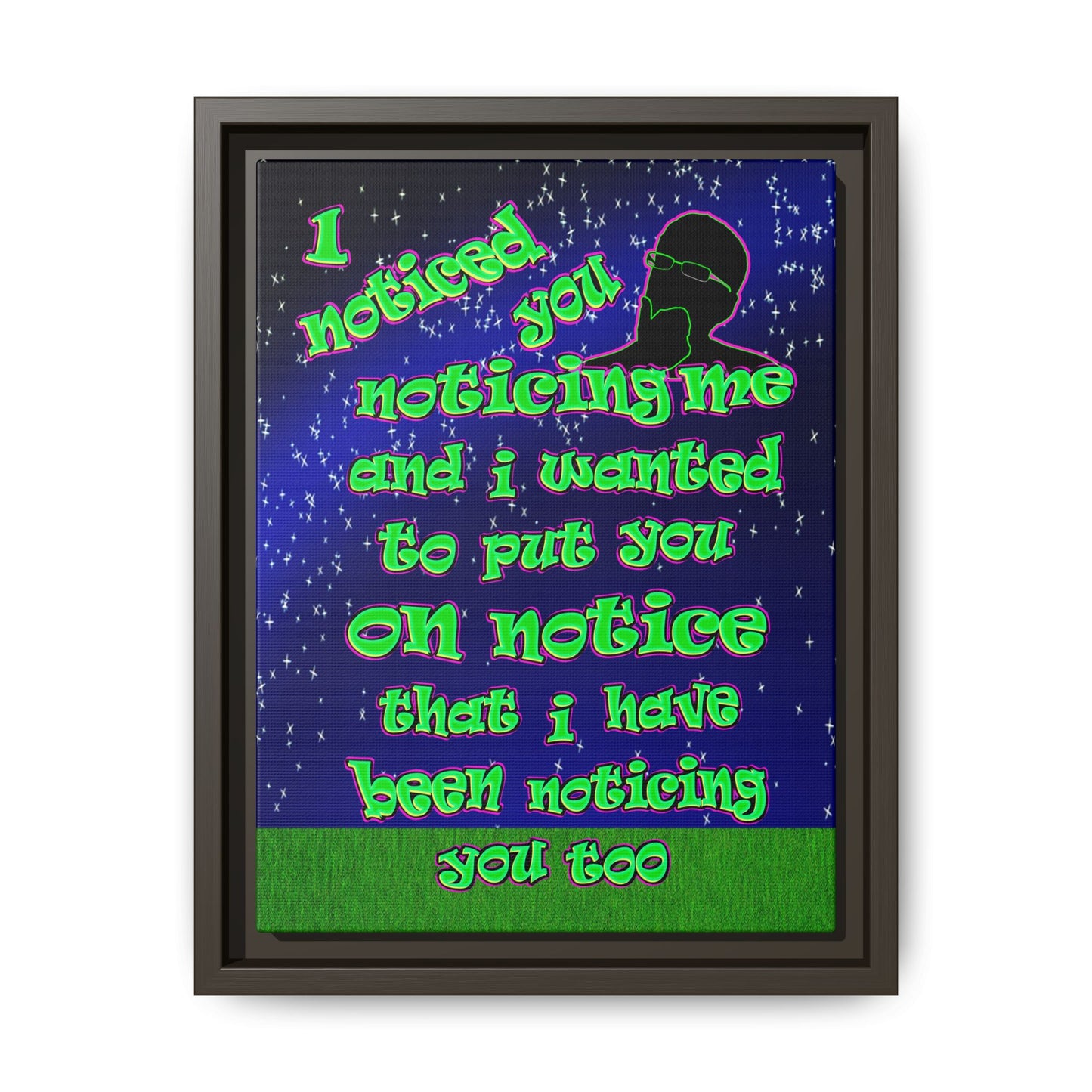 noticed you noticing - framed canvas art ('snoops' background)