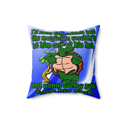 turtle race - Faux Suede Square Pillow - (blue-white wave)