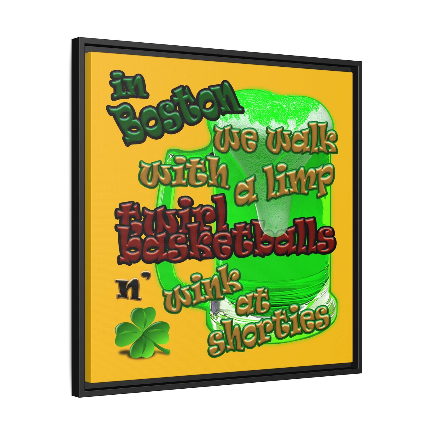 celtics logo - framed canvas art (yellow)