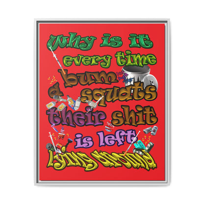 the bum's shit - framed canvas art (red)