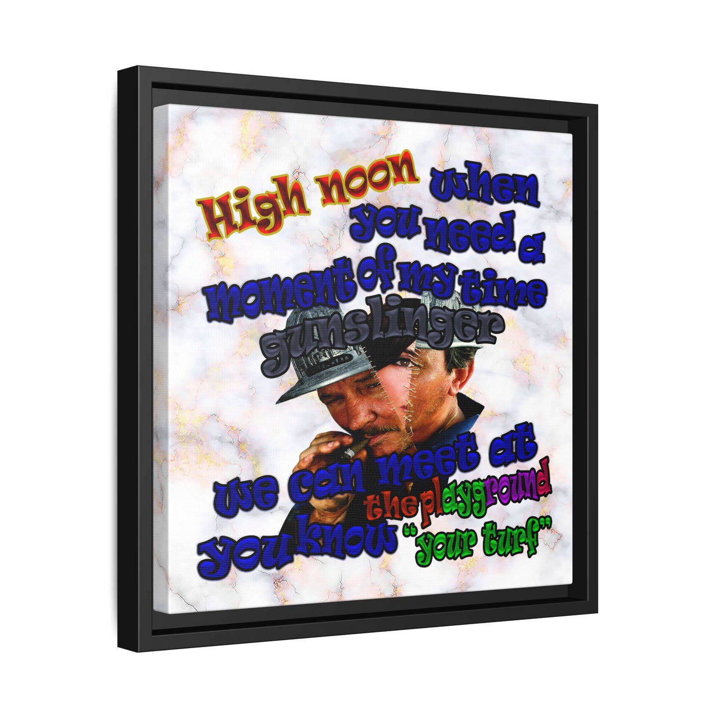 high noon - framed canvas art (white marble)