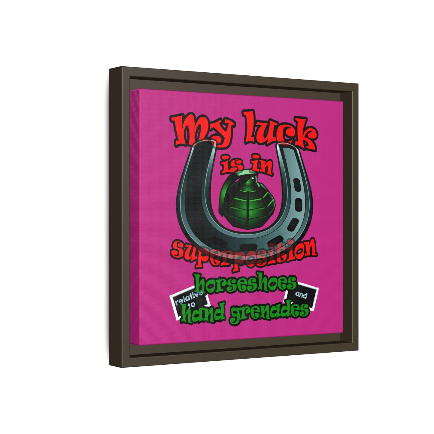 my luck - framed canvas art (pink)